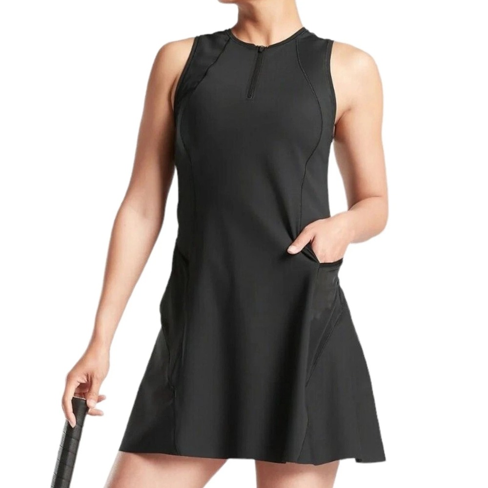 Athleta Match Point Dress Womens Sz M Black 486471